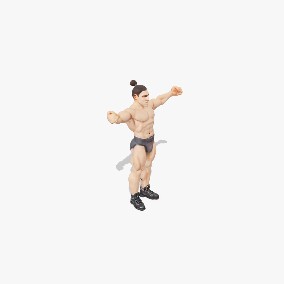 Muscular Male Character Model Rigged and Animated